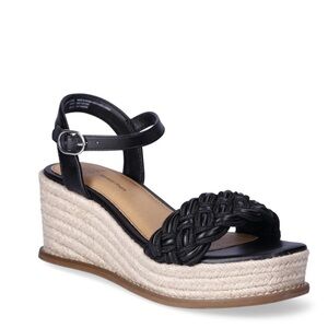 NWT Time and Tru Women's Braided Mid-Heel Wedge Sandals